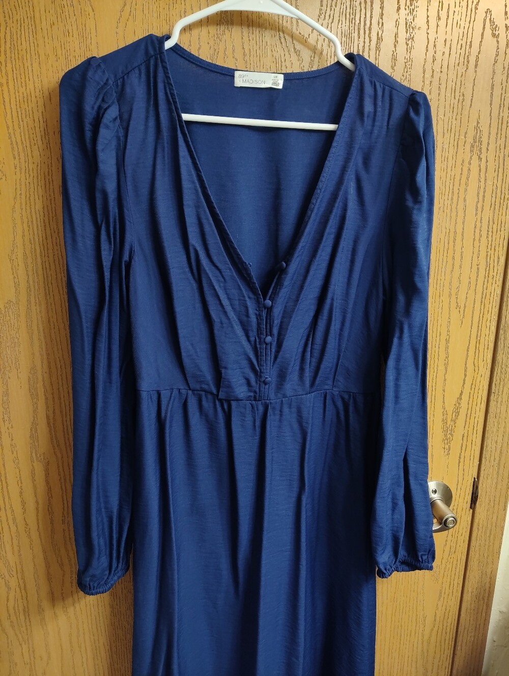 89th+Madison Navy Long-Sleeve V-Neck Dress - Picture 1 of 4